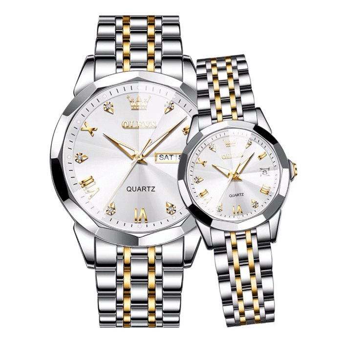 Olevs Couple Watch- White