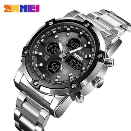SKMEI 1389 Luxury Fashion Watch Silver Black Dail